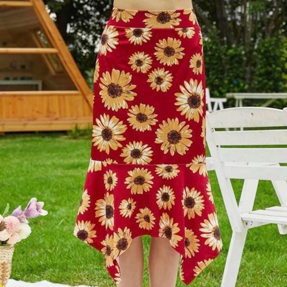 BOHO SUNFLOWER MIDI SKIRT